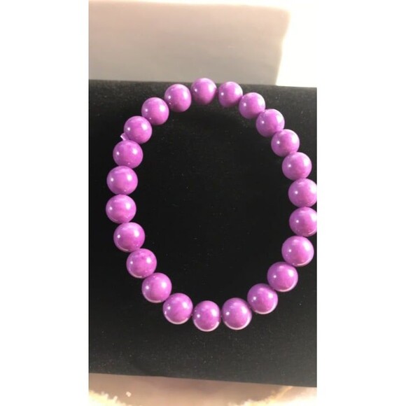 Jewelry - Purple Mica Beaded Stretch Bracelet -8mm